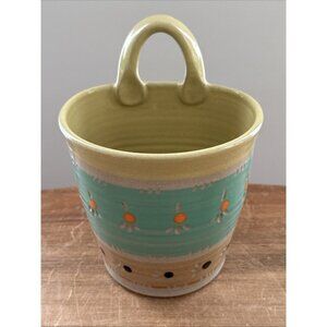 Studio Art Pottery Wall Pocket Hanging Vase Pot Decor Handcrafted Beach Colorful